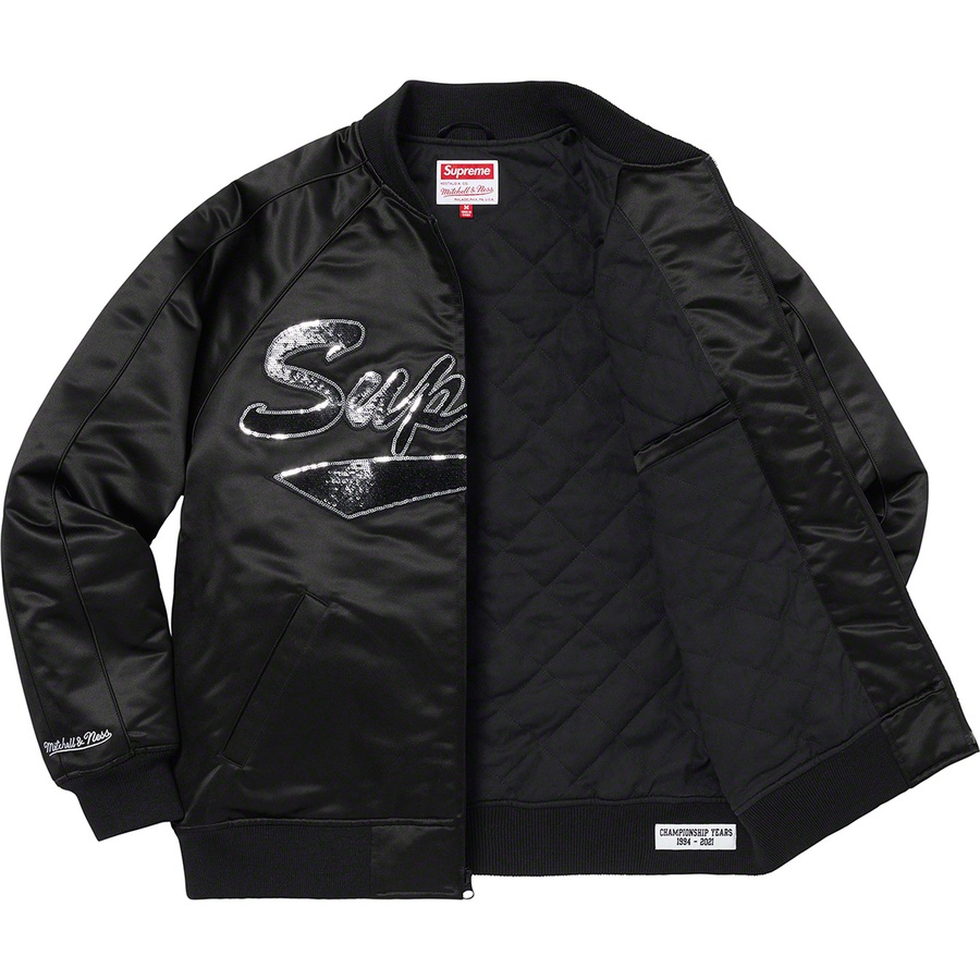 Supreme Supreme Mitchell & Ness Sequin Logo Varsity Jacket (FW21) - Black - $248