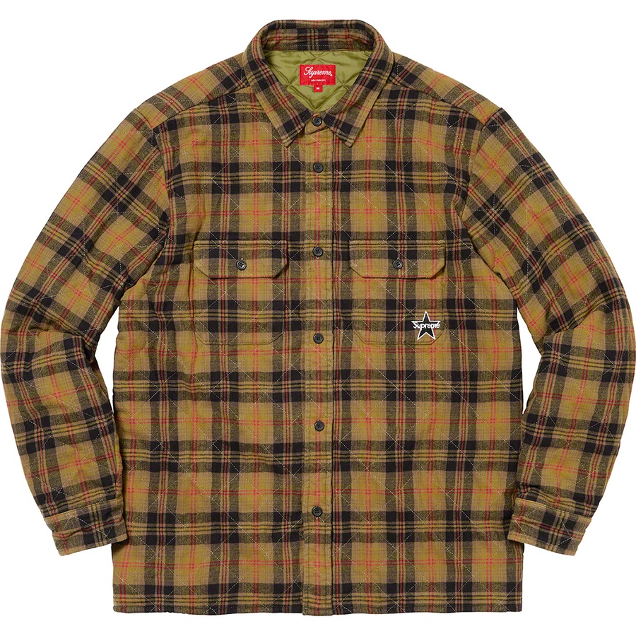 Supreme Quilted Plaid Flannel Shirt (FW21) - Olive - $148