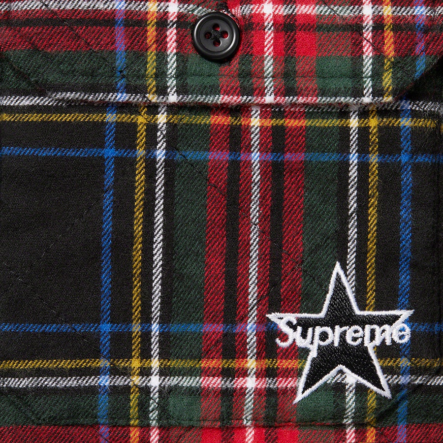 Supreme Quilted Plaid Flannel Shirt (FW21) - Black - $148