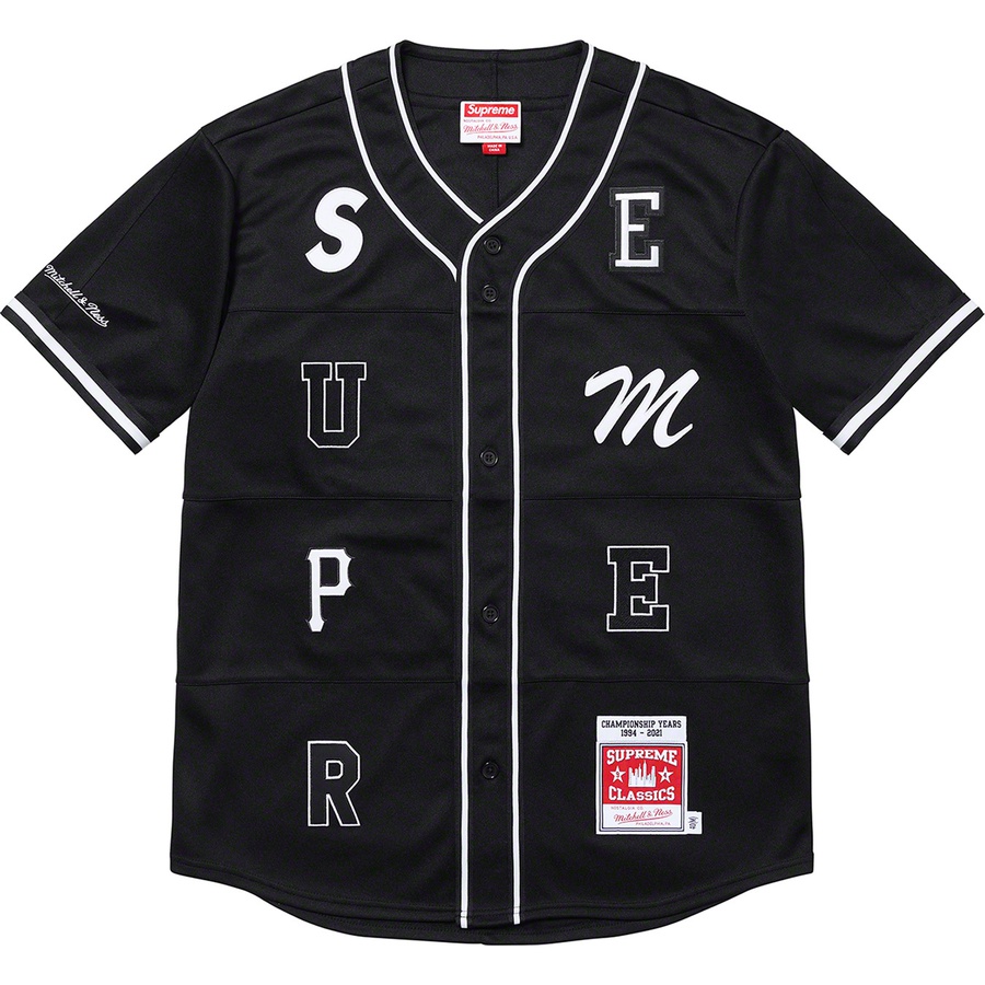 Supreme Supreme Mitchell & Ness Patchwork Baseball Jersey (FW21) - Black - $198