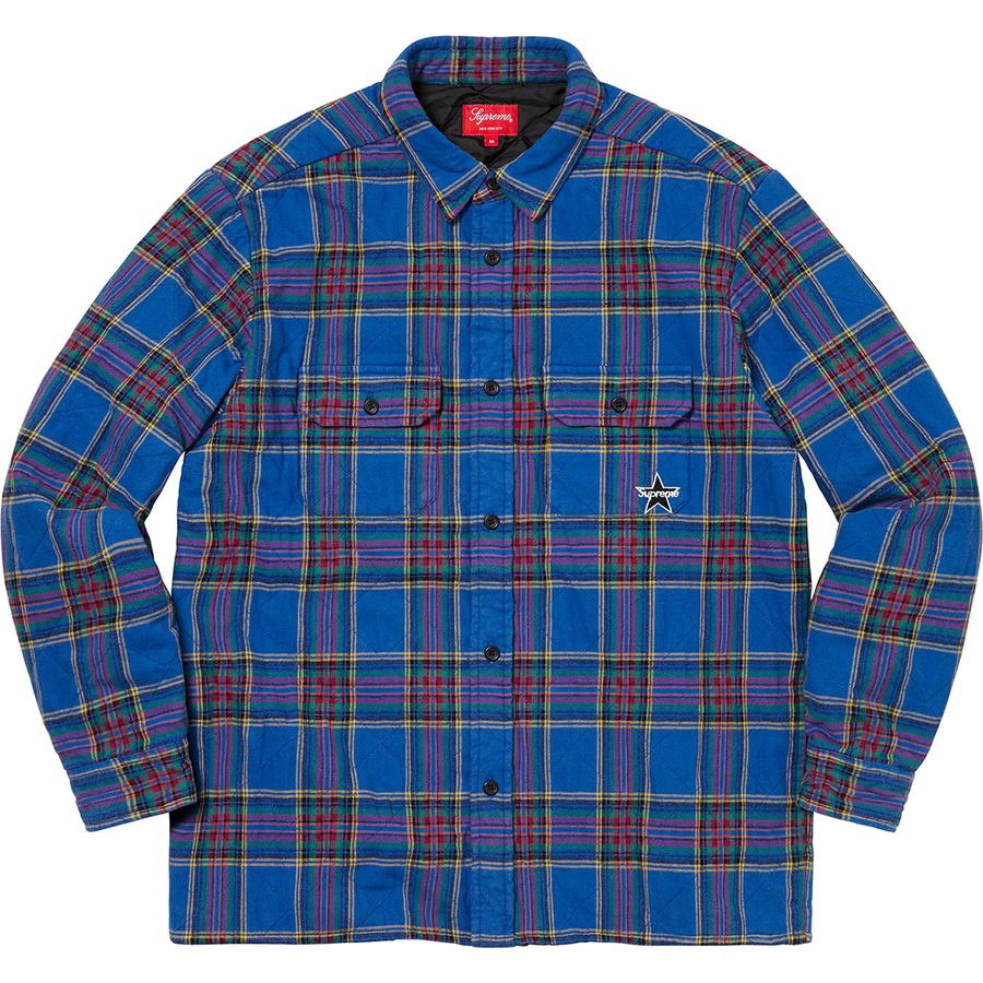 Supreme Quilted Plaid Flannel Shirt (FW21) - Dusty Royal - $148
