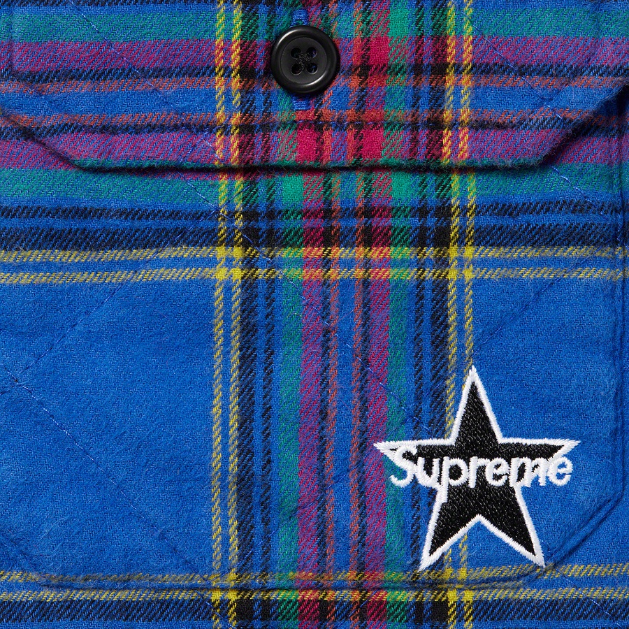 Supreme Quilted Plaid Flannel Shirt (FW21) - Dusty Royal - $148