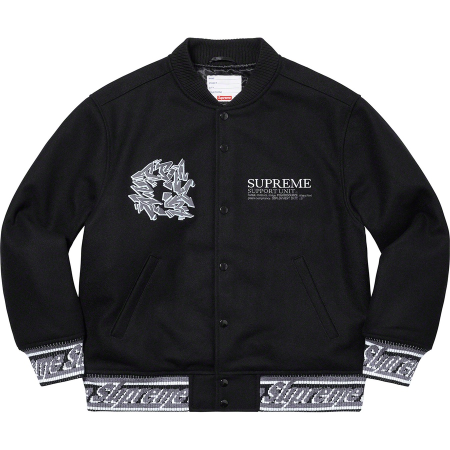 Supreme Support Unit Varsity Jacket (FW21) - Black - $388