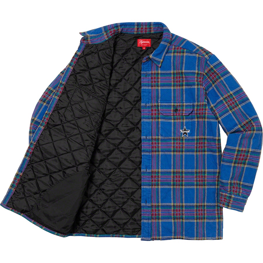 Supreme Quilted Plaid Flannel Shirt (FW21) - Dusty Royal - $148
