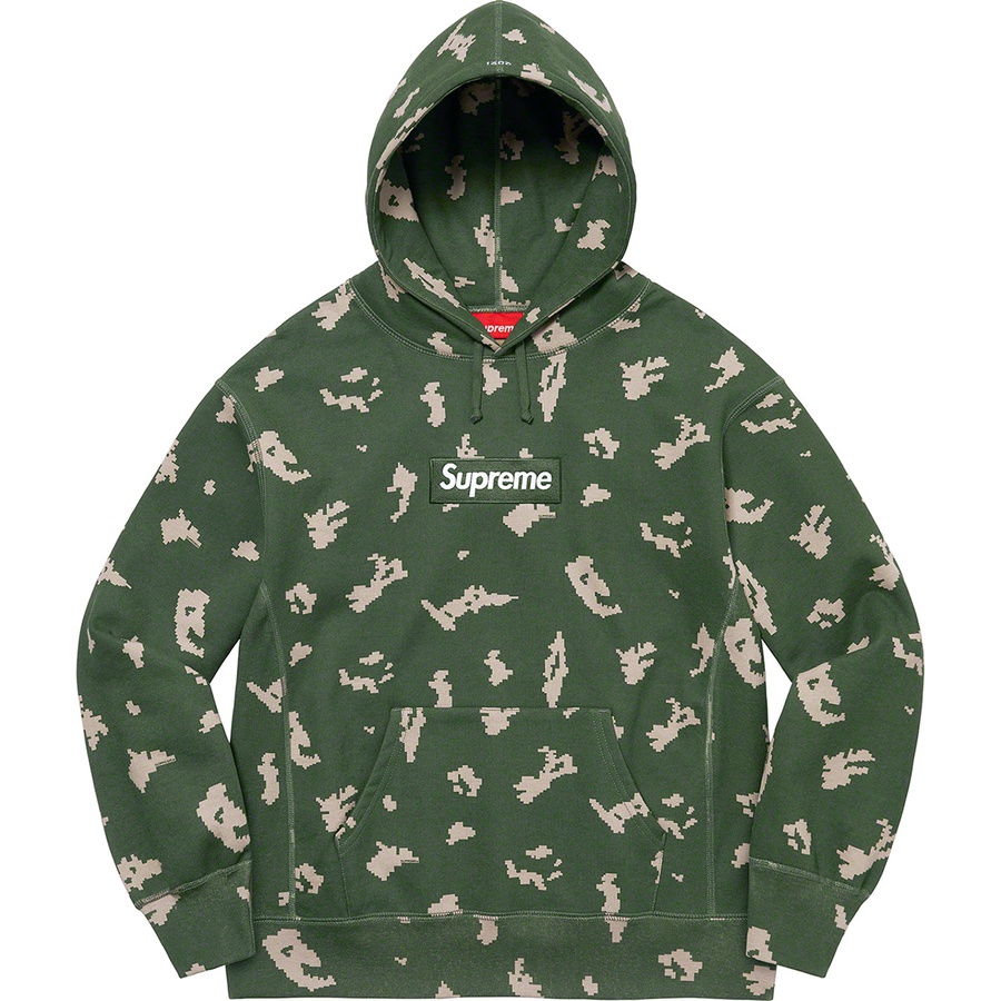 Supreme Box Logo Hooded Sweatshirt (FW21) - Olive Russian Camo - $168