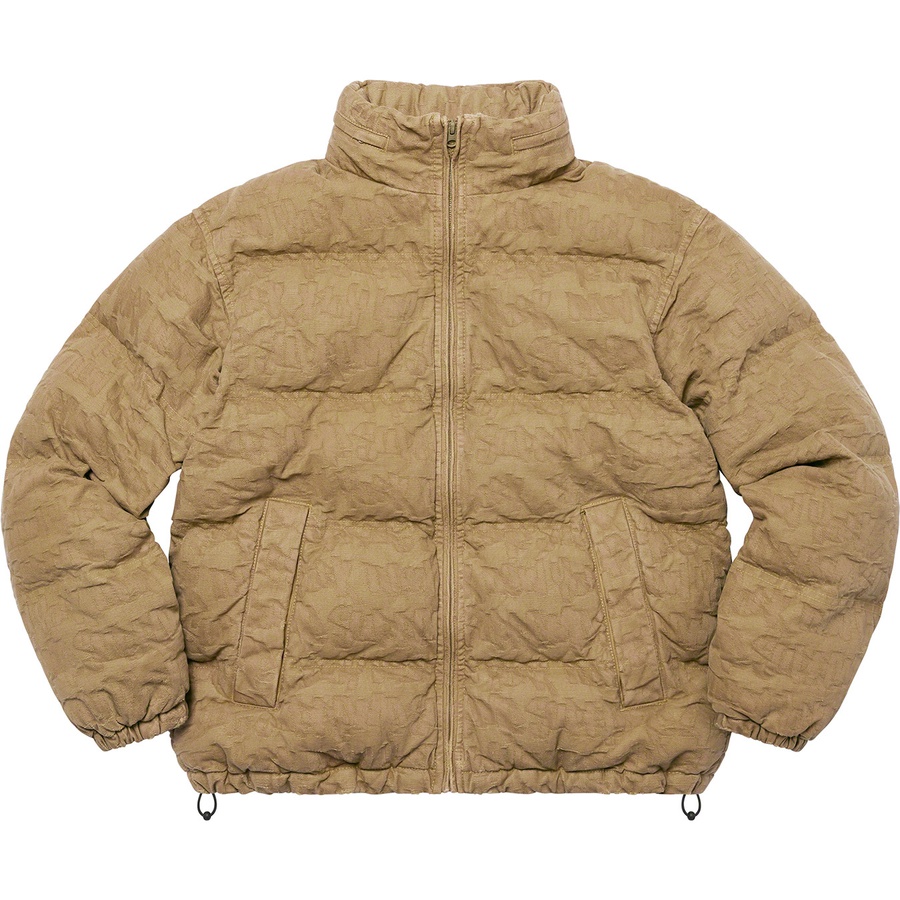 Supreme Fat Tip Jacquard Denim Puffer Jacket (SS22) - Olive - $348