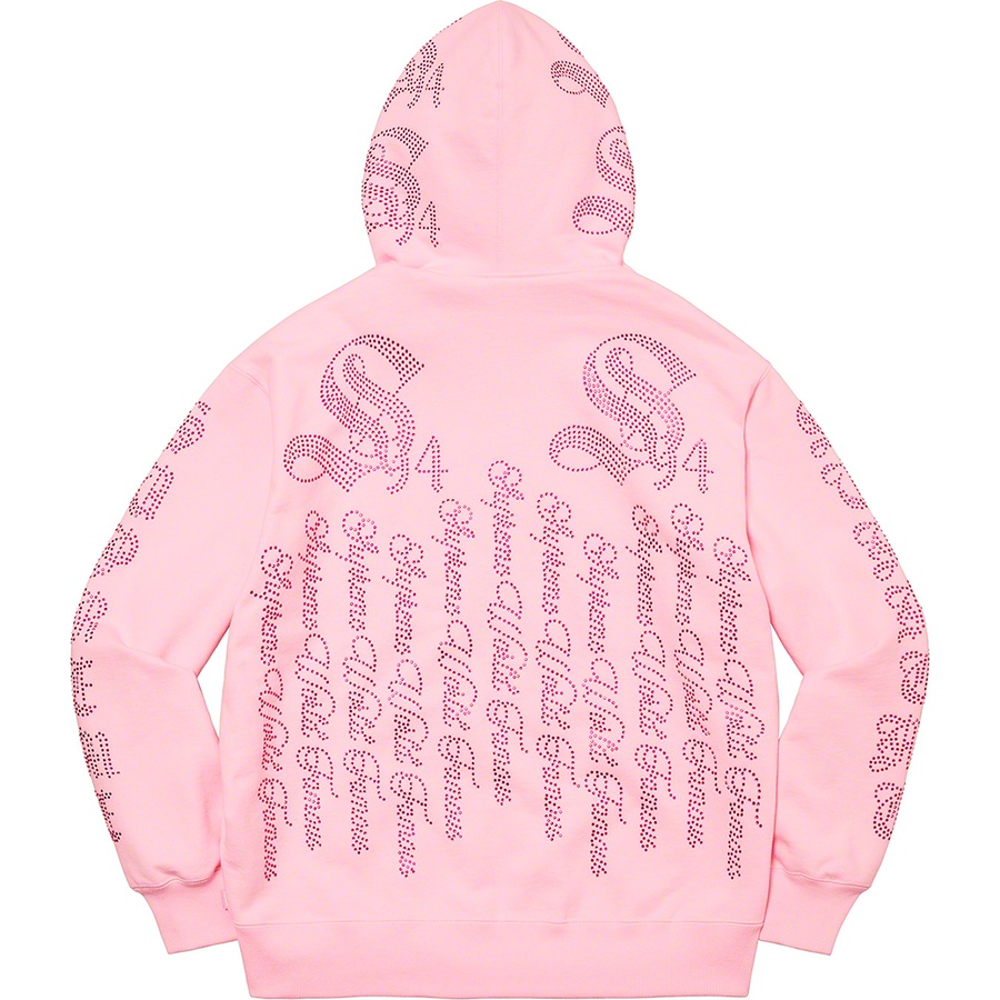 Supreme Rhinestone Zip Up Hooded Sweatshirt (SS22) - Light Pink - $178