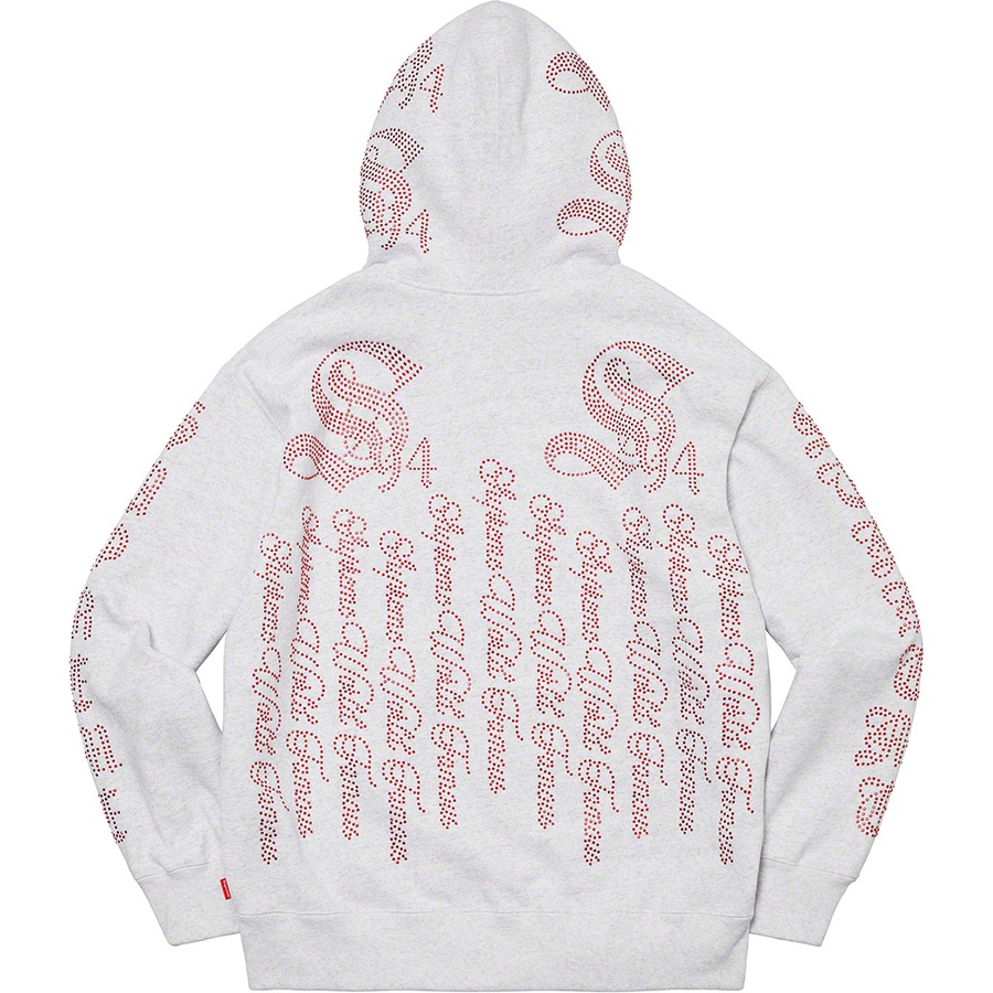 Supreme Rhinestone Zip Up Hooded Sweatshirt (SS22) - Ash Grey - $178