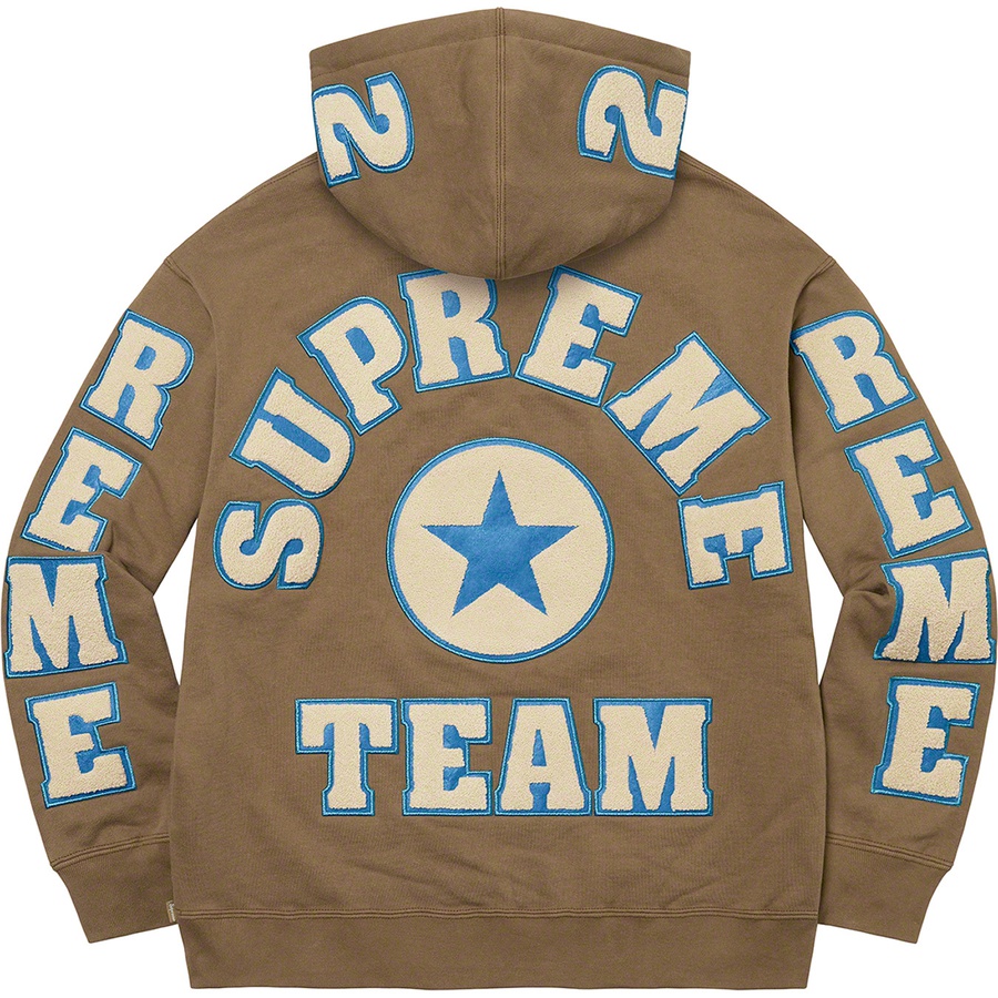 Supreme Supreme Team Chenille Hooded Sweatshirt (SS22) - Olive Brown - $178