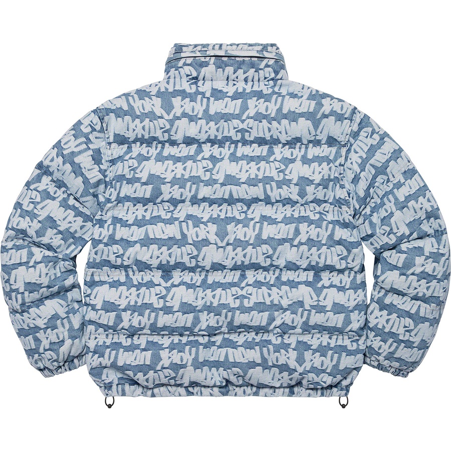 Supreme Fat Tip Jacquard Denim Puffer Jacket (SS22) - Blue - $348
