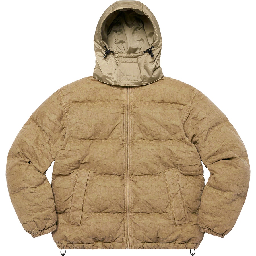 Supreme Fat Tip Jacquard Denim Puffer Jacket (SS22) - Olive - $348