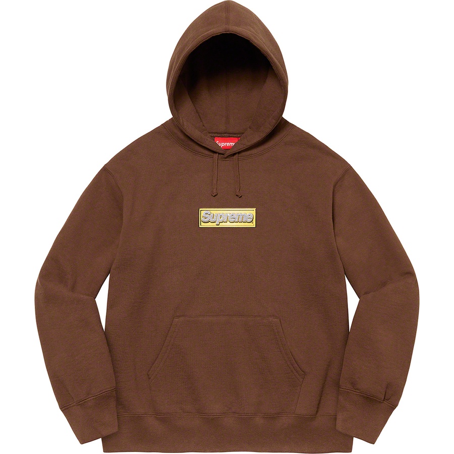 Supreme Bling Box Logo Hooded Sweatshirt (SS22) - Dark Brown - $158
