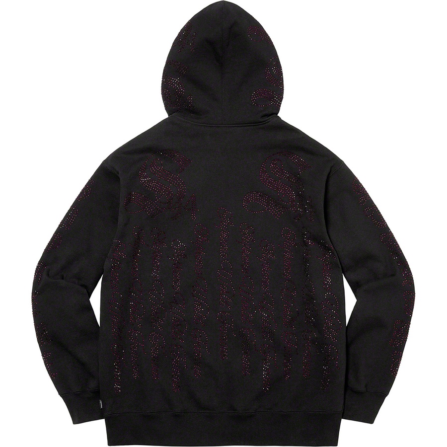 Supreme Rhinestone Zip Up Hooded Sweatshirt (SS22) - Black - $178