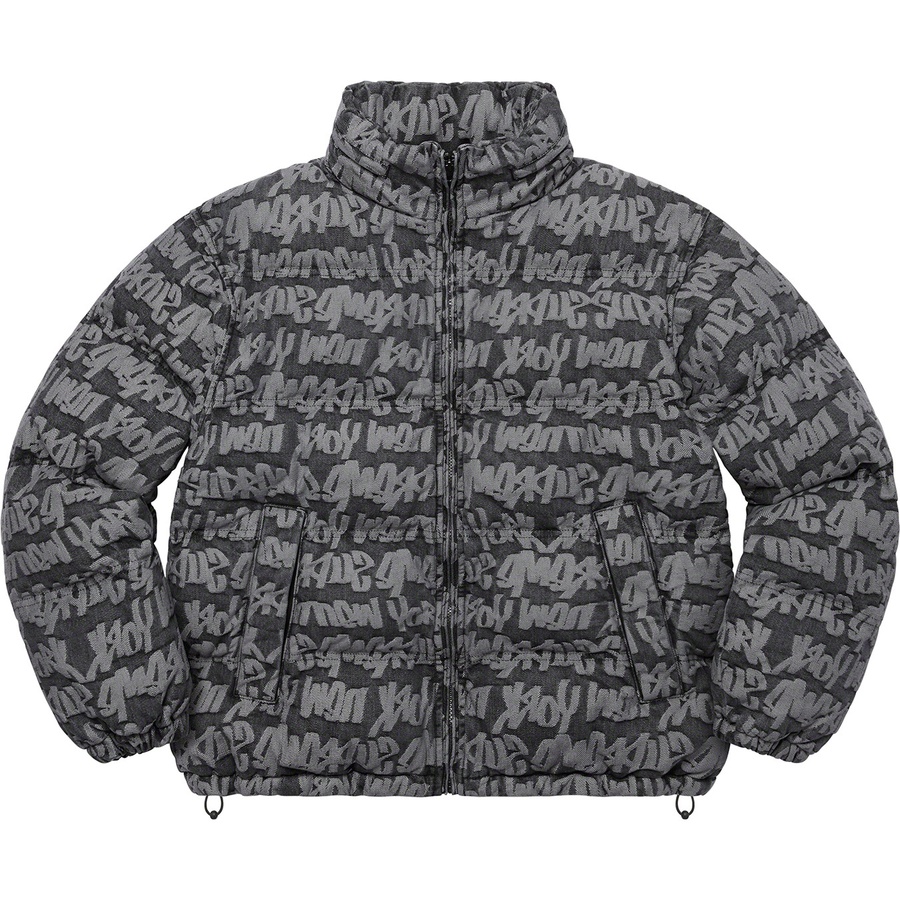 Supreme Fat Tip Jacquard Denim Puffer Jacket (SS22) - Black - $348