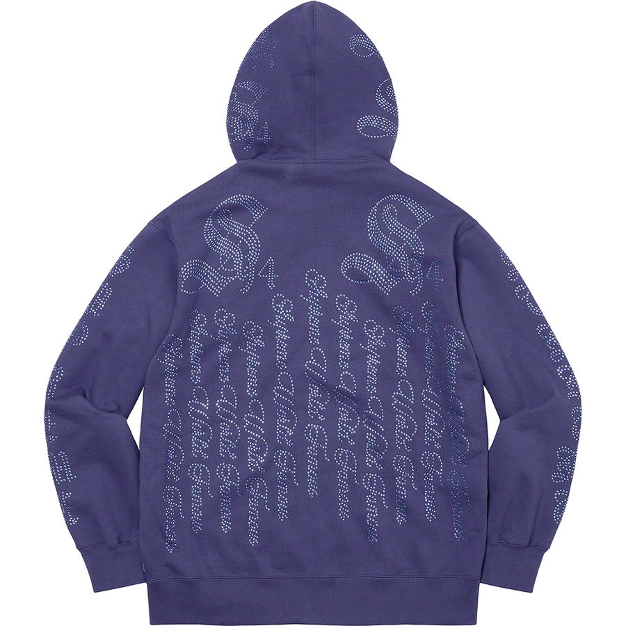 Supreme Rhinestone Zip Up Hooded Sweatshirt (SS22) - Washed Navy - $178
