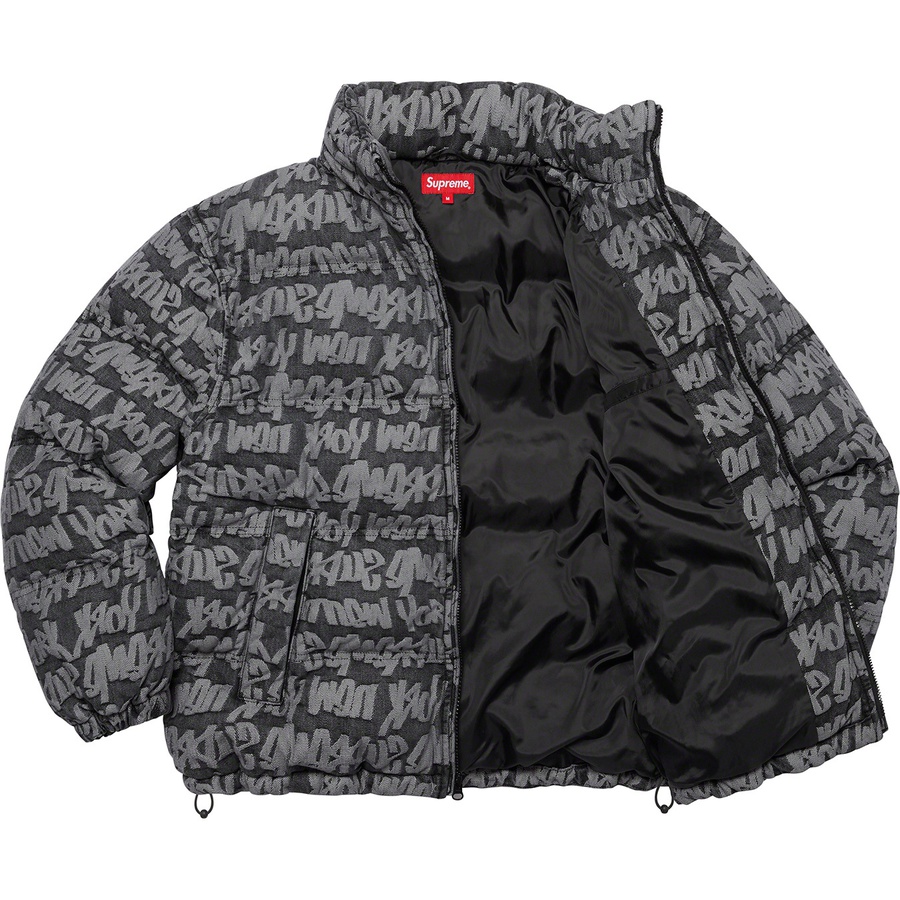 Supreme Fat Tip Jacquard Denim Puffer Jacket (SS22) - Black - $348