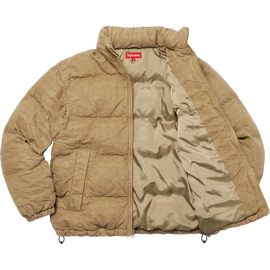 Supreme Fat Tip Jacquard Denim Puffer Jacket (SS22) - Olive - $348
