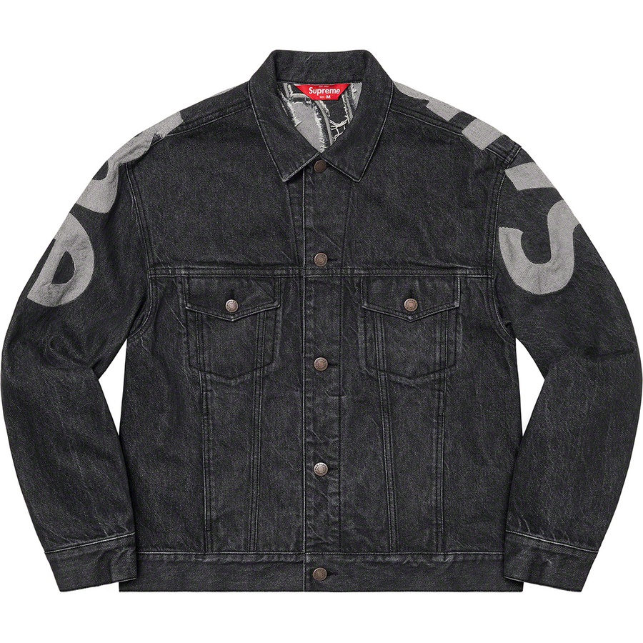 Supreme Inset Logo Denim Trucker Jacket (SS22) - Black - $278
