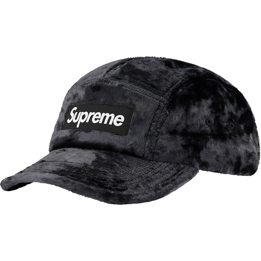 Supreme Crushed Velvet Camp Cap (SS22) - Black - $54