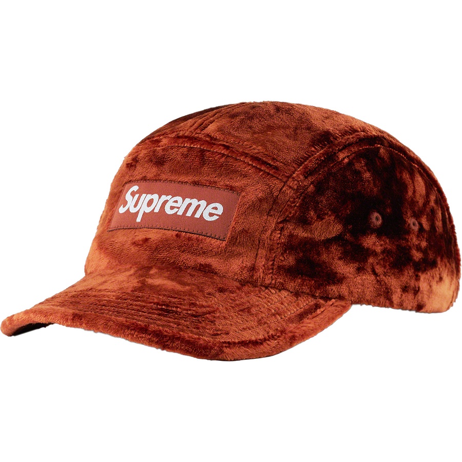 Supreme Crushed Velvet Camp Cap (SS22) - Rust - $54