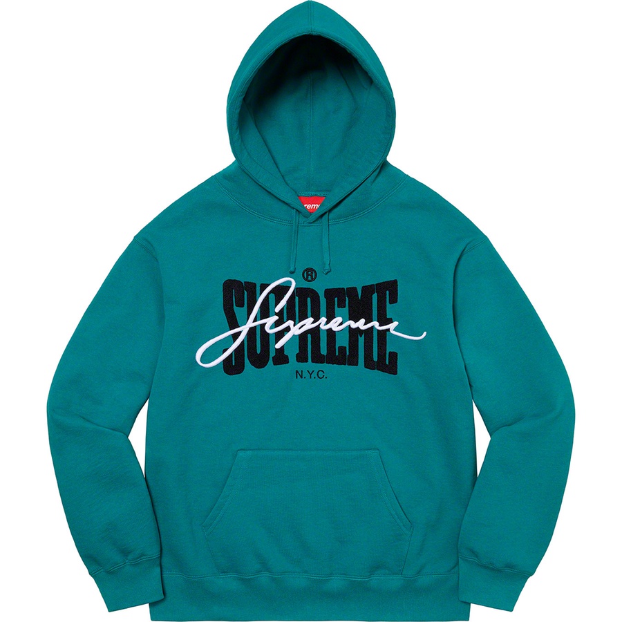 Supreme Embroidered Chenille Hooded Sweatshirt (SS22) - Dark Teal - $168