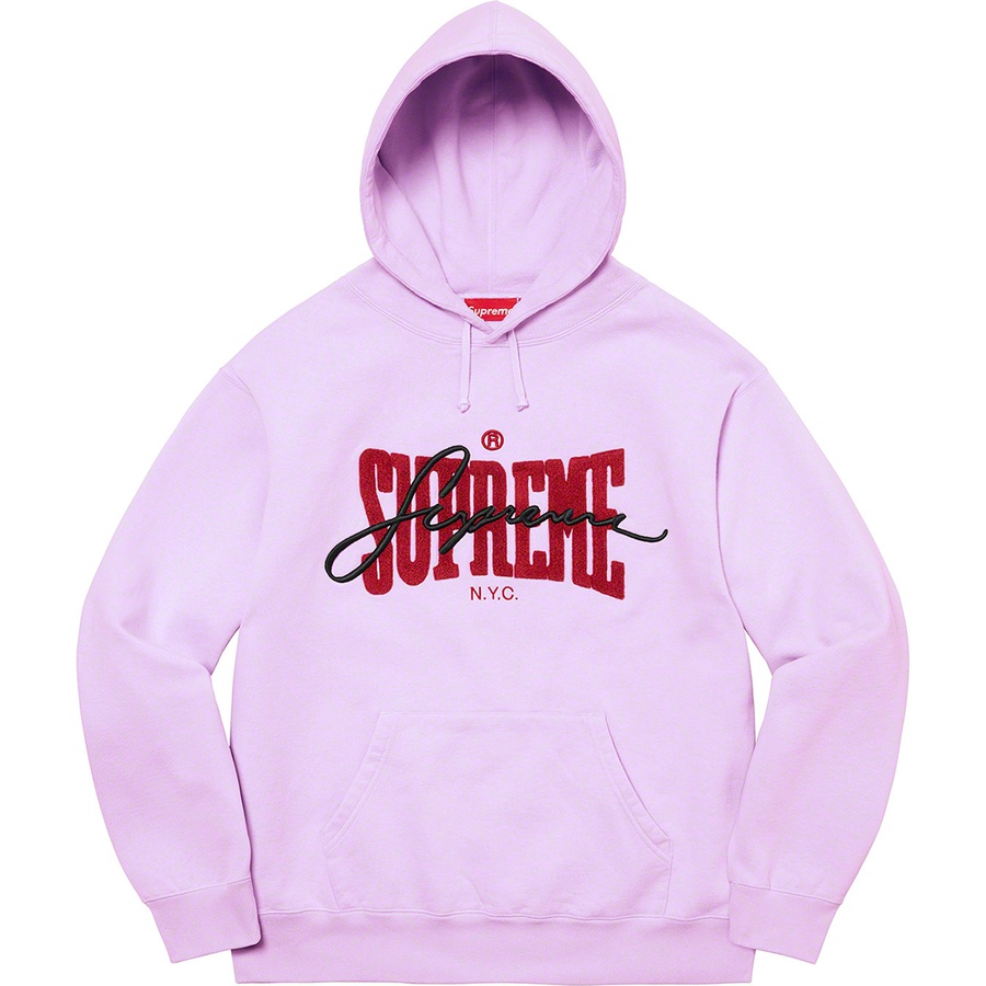 Supreme Embroidered Chenille Hooded Sweatshirt (SS22) - Pale Purple - $168