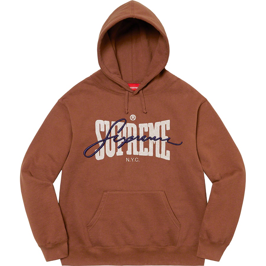 Supreme Embroidered Chenille Hooded Sweatshirt (SS22) - Brown - $168