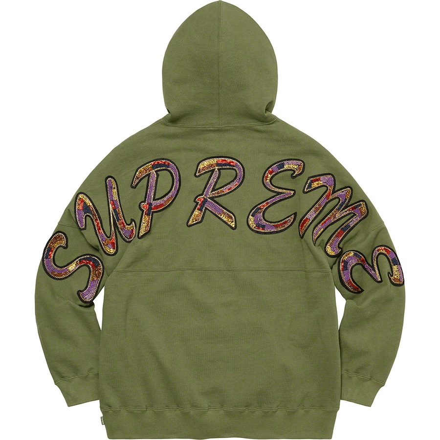 Supreme Beaded Hooded Sweatshirt (SS22) - Olive - $168
