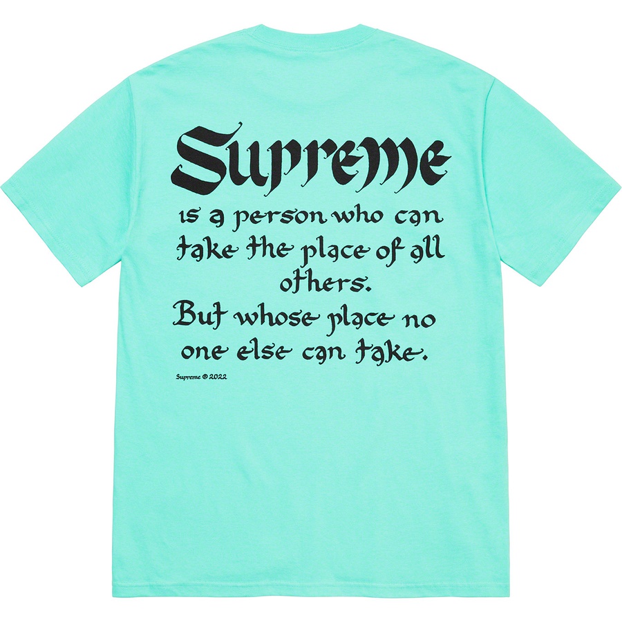 Supreme Person Tee (SS22) - Teal - $40