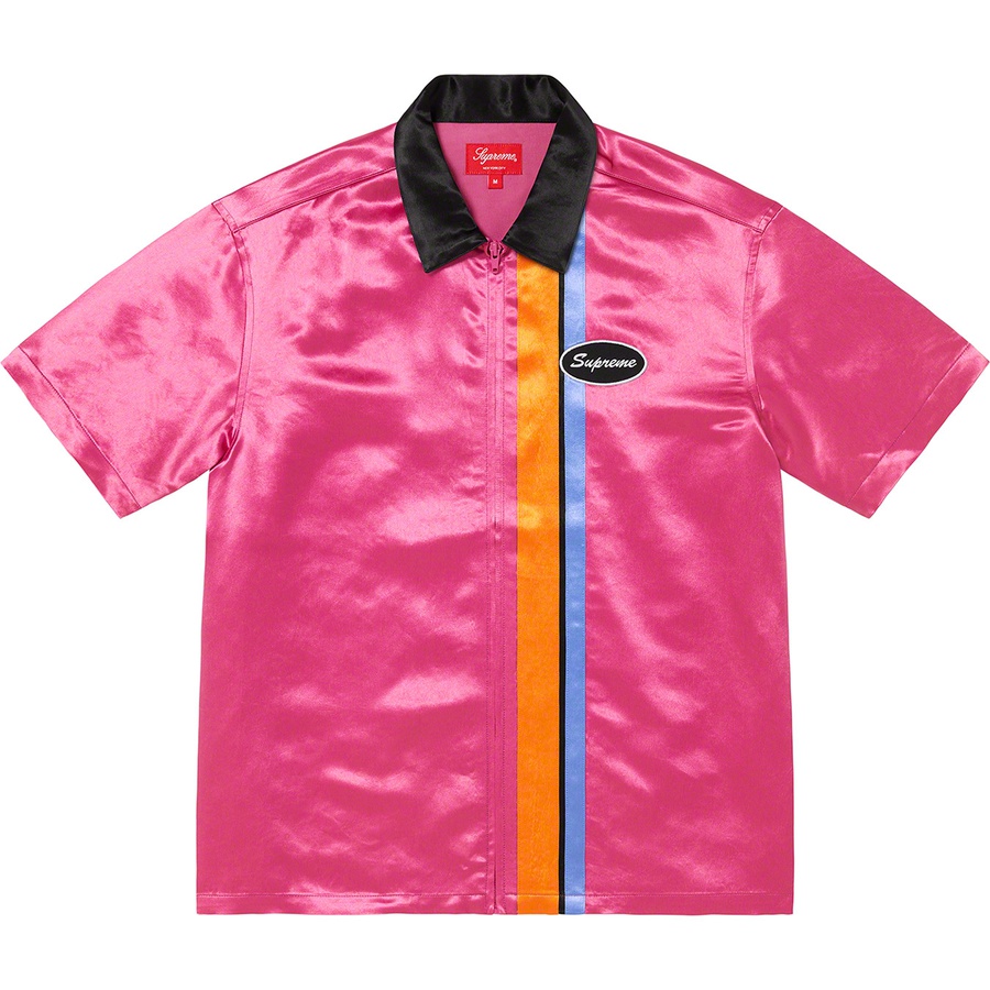 Supreme Satin Zip Up S S Work Shirt (SS22) - Pink - $148