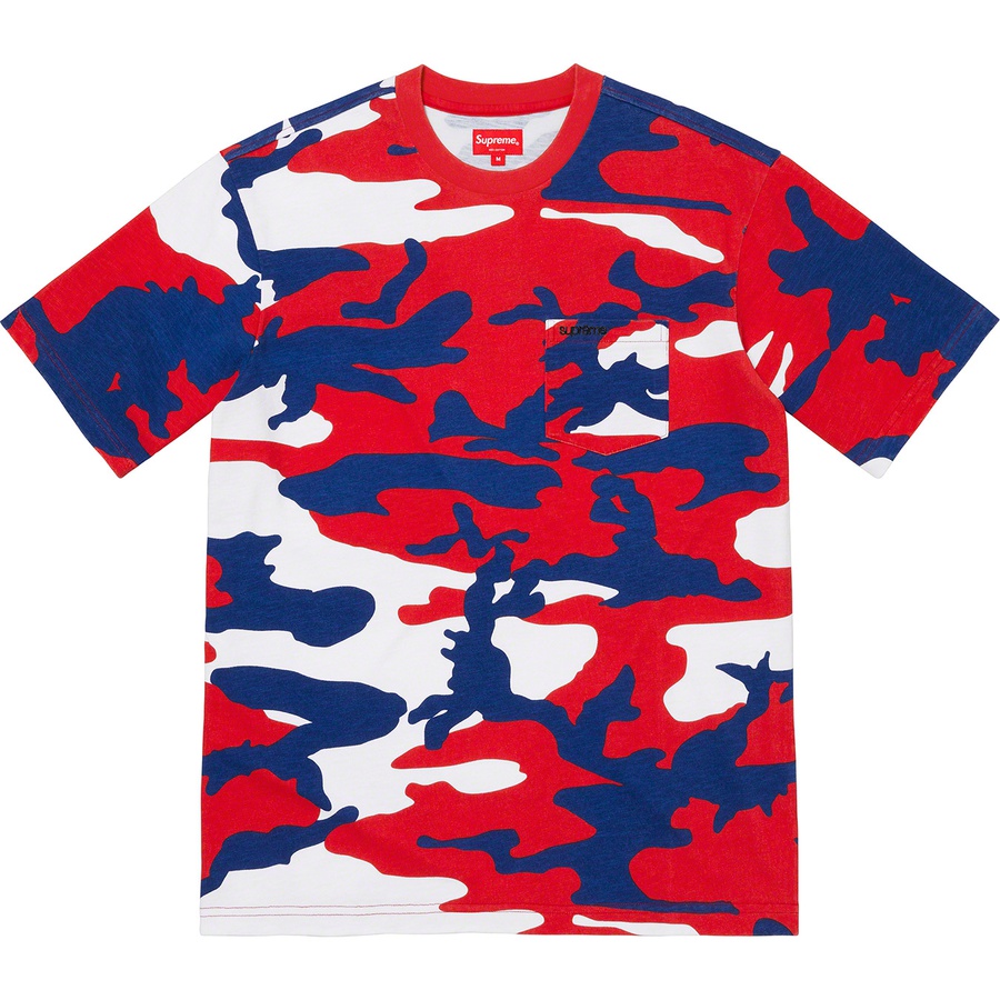 Supreme S S Pocket Tee (SS22) - Red Camo - $60