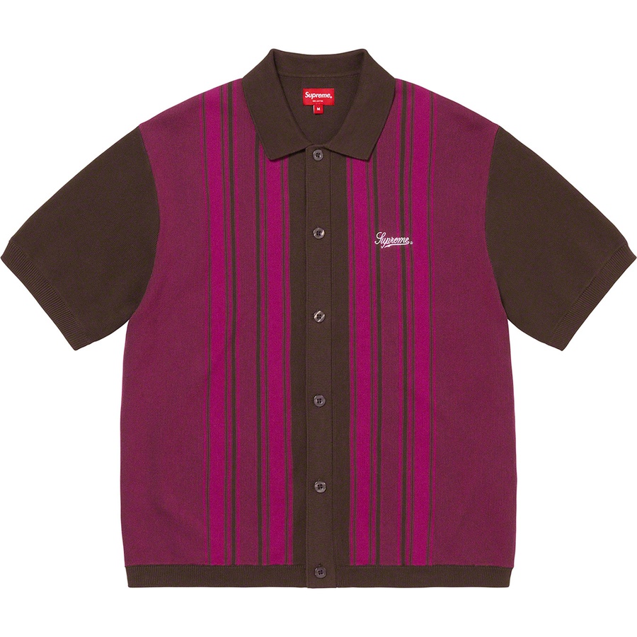 Supreme Stripe Button Up Polo (SS22) - Brown - $128