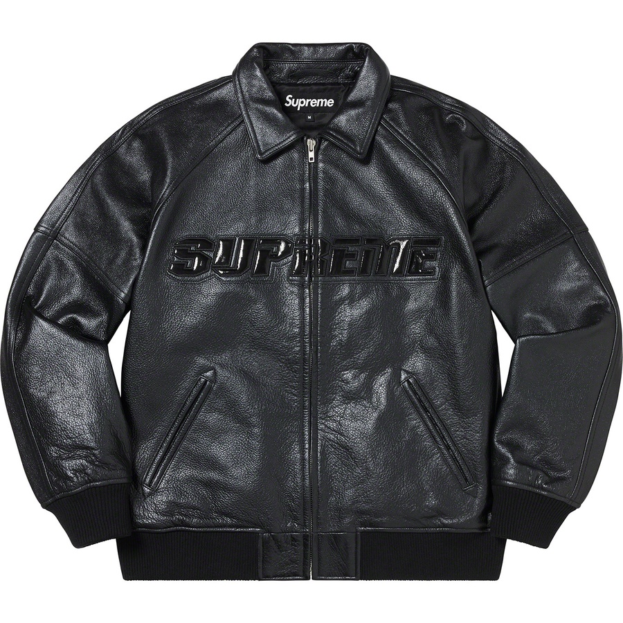 Supreme Silver Surfer Leather Varsity Jacket (SS22) - Black - $798
