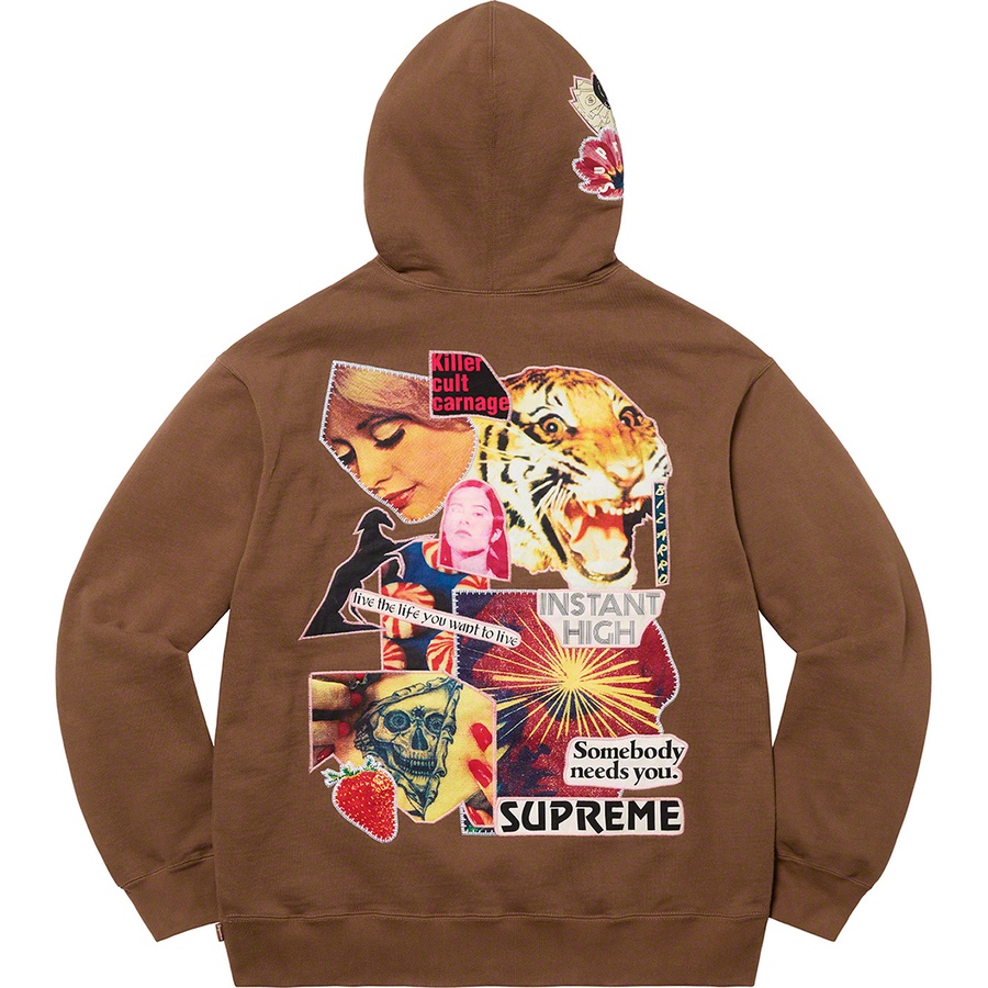 Supreme Instant High Patches Hooded Sweatshirt (SS22) - Brown - $168