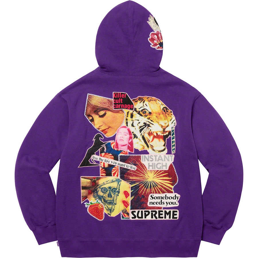 Supreme Instant High Patches Hooded Sweatshirt (SS22) - Purple - $168