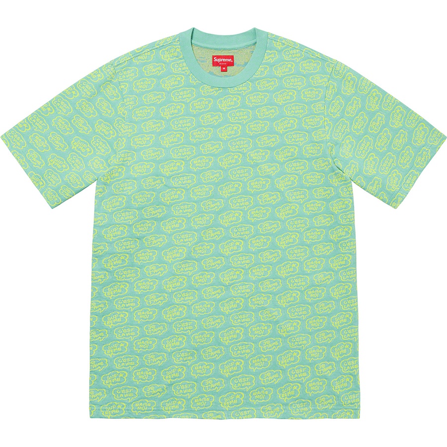 Supreme Word Bubble Jacquard S S Top (SS22) - Dusty Aqua - $88