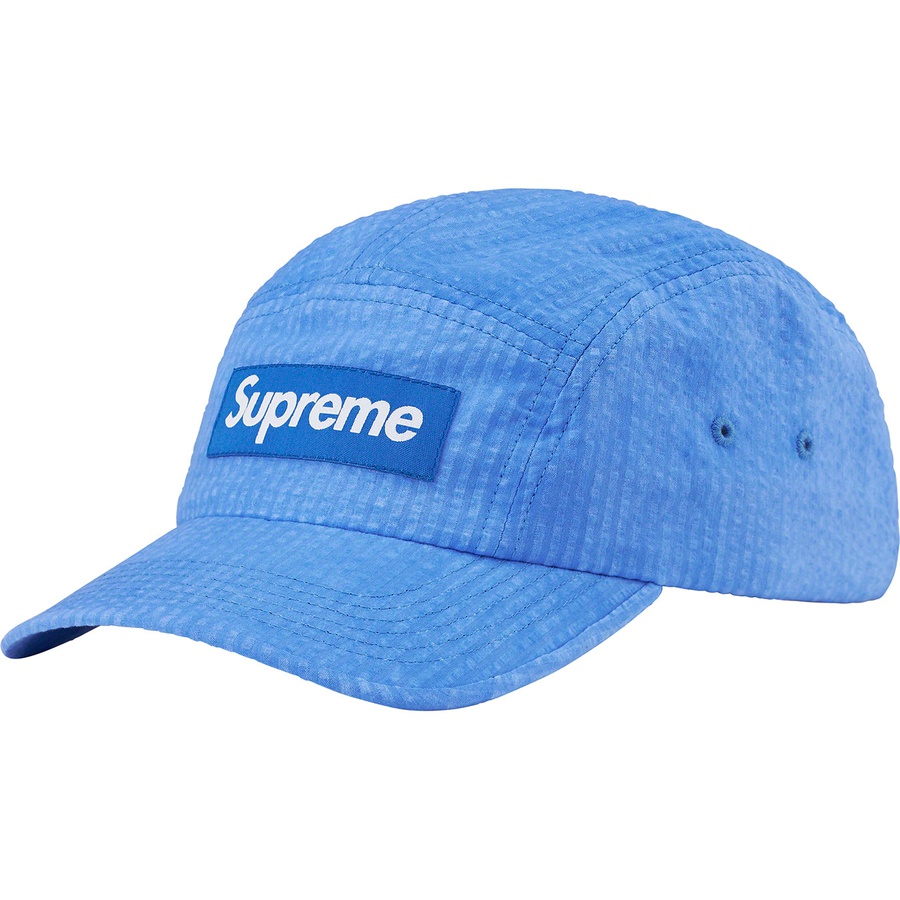 Supreme Washed Seersucker Camp Cap (SS22) - Blue - $48