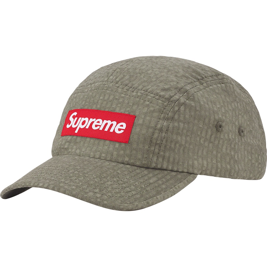 Supreme Washed Seersucker Camp Cap (SS22) - Taupe - $48