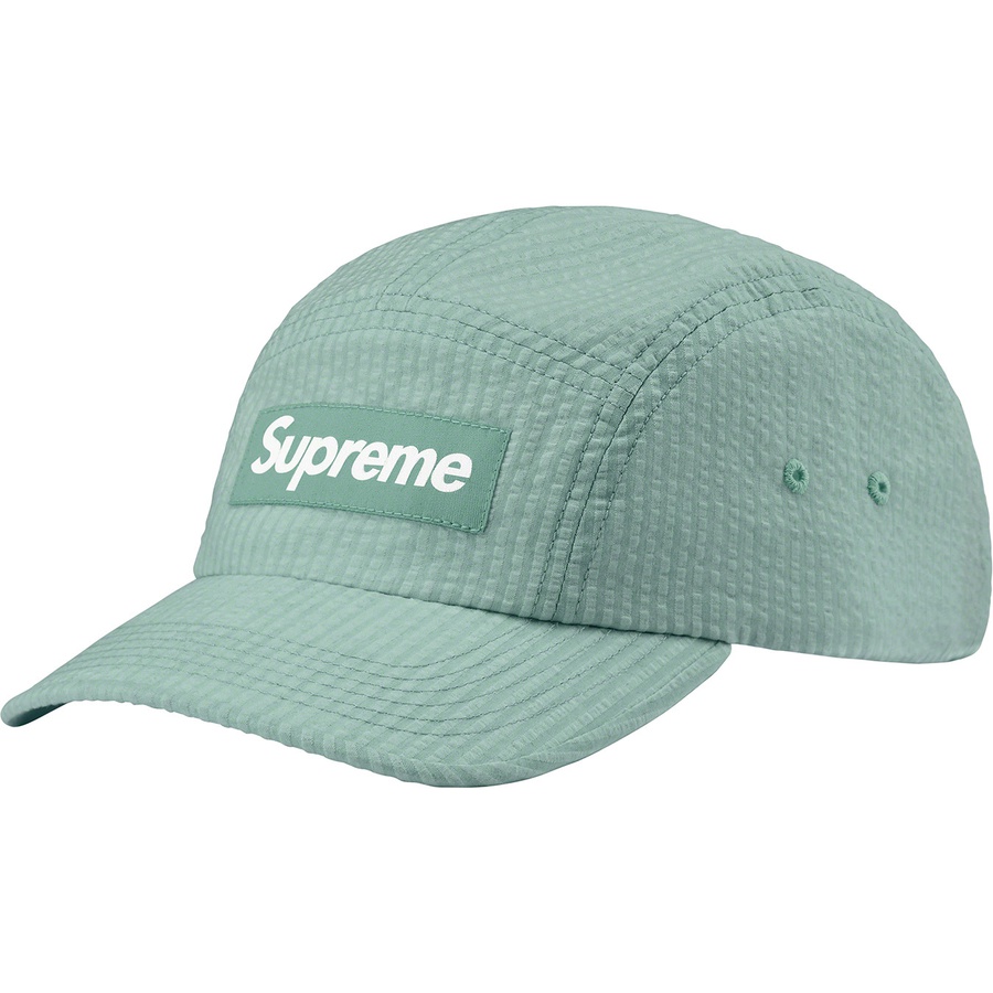 Supreme Washed Seersucker Camp Cap (SS22) - Sage - $48