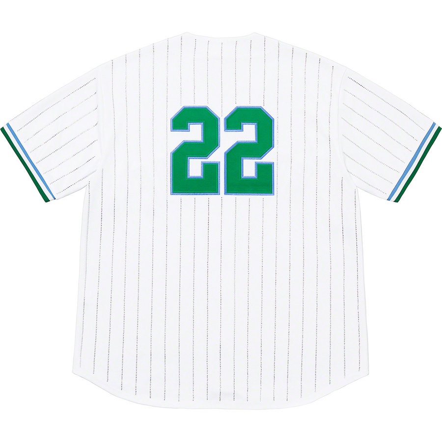 Supreme Rhinestone Stripe Baseball Jersey (SS22) - White - $148