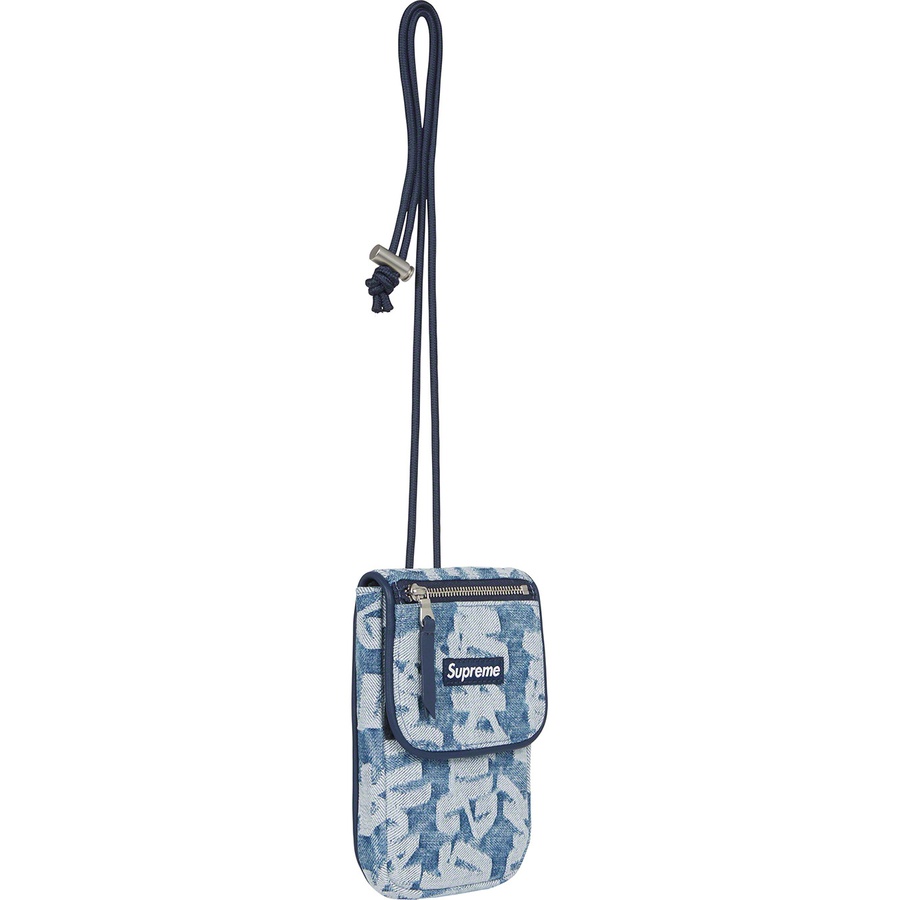 Supreme Fat Tip Jacquard Denim Neck Pouch (SS22) - Blue - $68