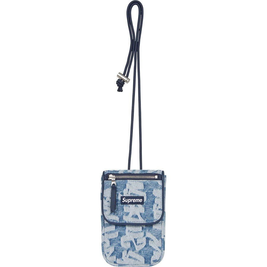 Supreme Fat Tip Jacquard Denim Neck Pouch (SS22) - Blue - $68