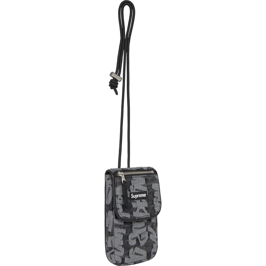 Supreme Fat Tip Jacquard Denim Neck Pouch (SS22) - Black - $68