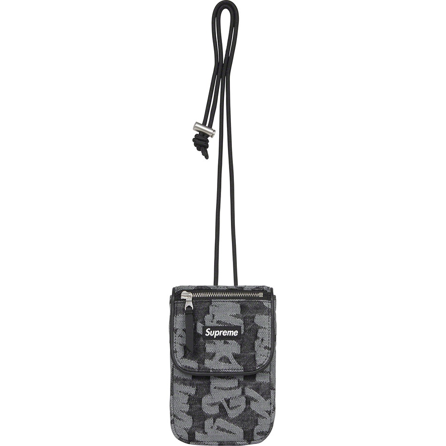 Supreme Fat Tip Jacquard Denim Neck Pouch (SS22) - Black - $68