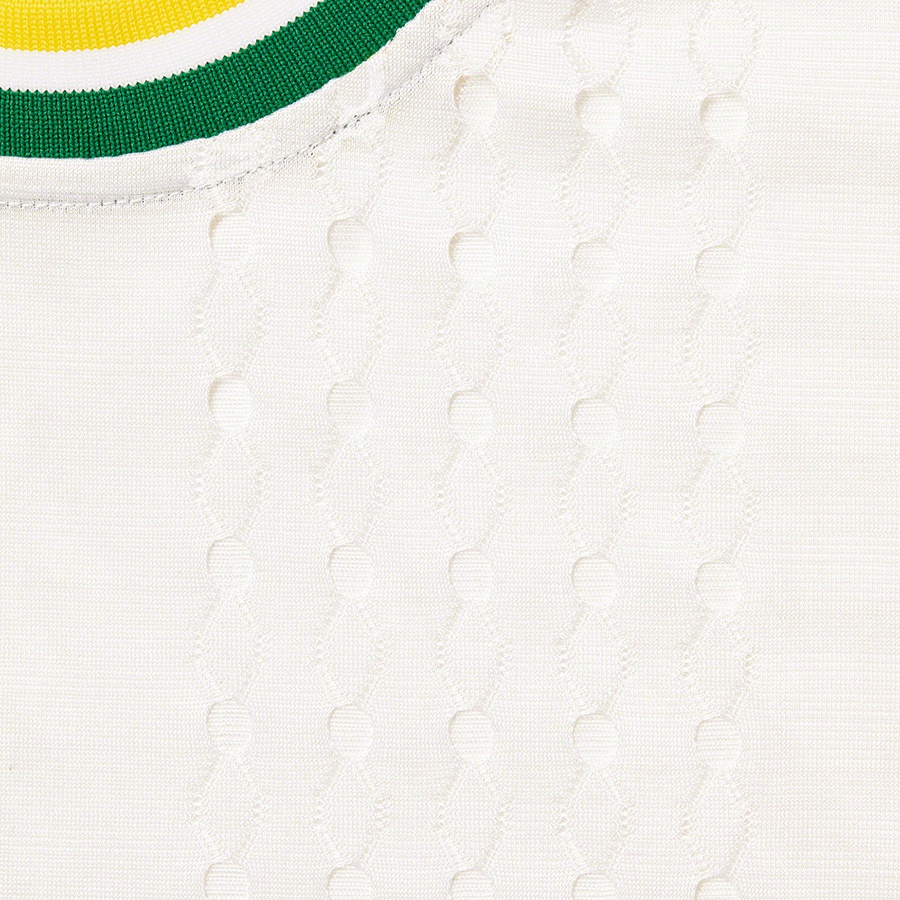 Supreme Perforated Stripe Warm Up Top (SS22) - White - $78