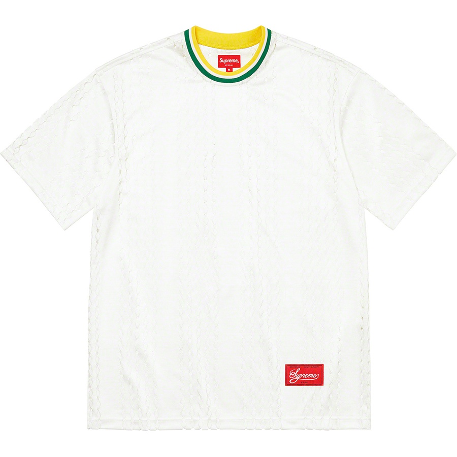 Supreme Perforated Stripe Warm Up Top (SS22) - White - $78