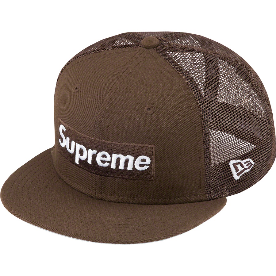 Supreme Box Logo Mesh Back New Era (SS22) - Brown - $48