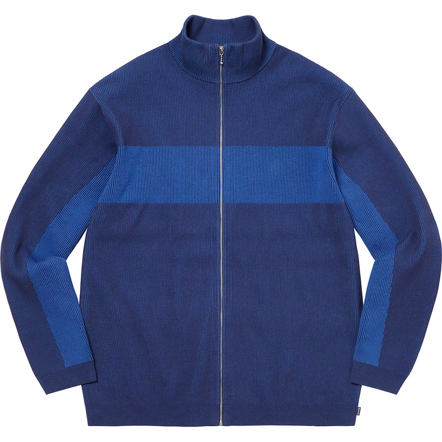 Supreme 2-Tone Ribbed Zip Up Sweater (FW22) - Blue - $188