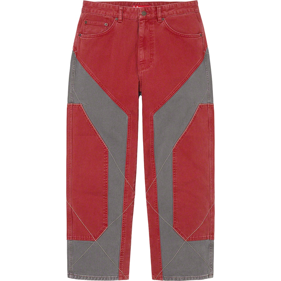 Supreme 2-Tone Paneled Jean (FW22) - Red - $178