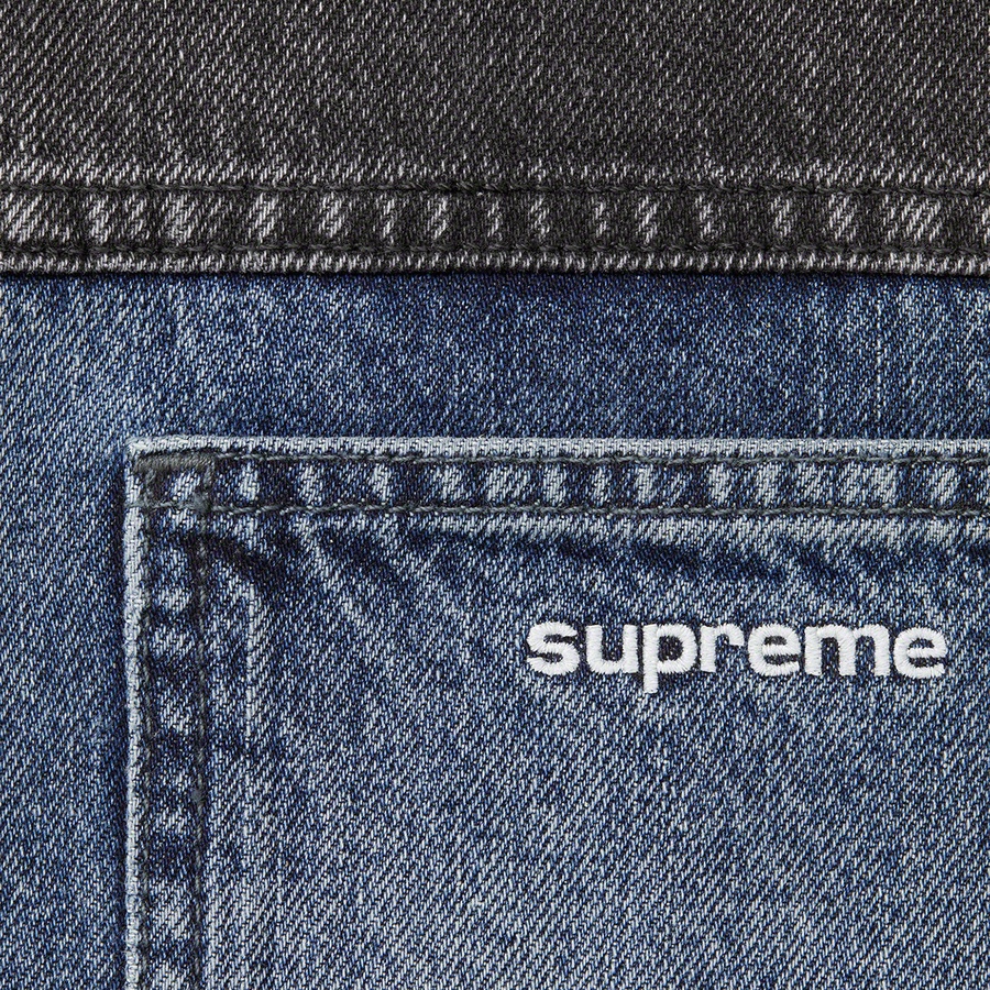 Supreme 2-Tone Paneled Denim Jacket (FW22) - Black - $198